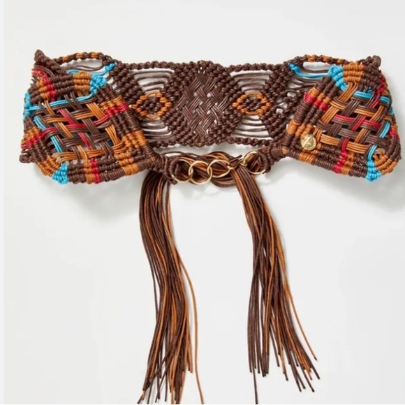 Free people oropendola belt size small new without tags dual macrame main image 5